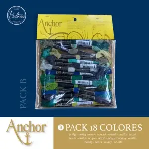 Hilos de bordar Anchor - Surtido 18 madejas - Mix Colores Agua