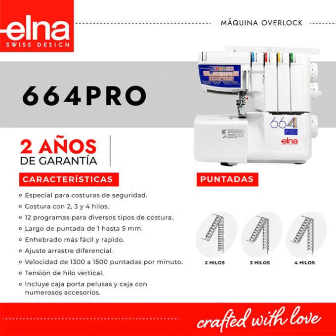 Maquina de Coser Overlock - Janome - 664 PRO - Imagen 4