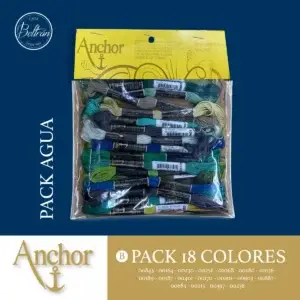 Hilos de bordar Anchor - Surtido 18 madejas - Mix Colores Agua